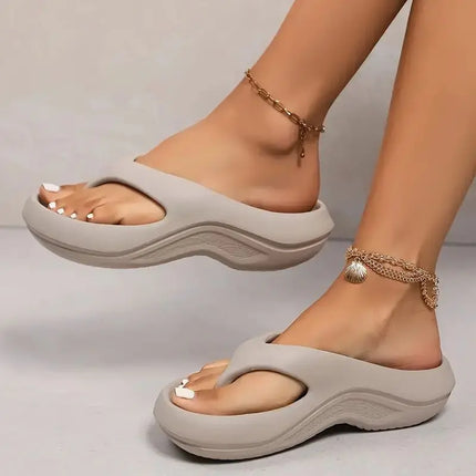 2025 Summer Thick Platform EVA Flip Flops for Women Clip Toe Non-Slip Beach Sandals Woman Comfortable Soft Sole Cloud Slippers