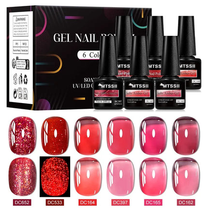 6pcs Jelly Gel Nail Polish Set All-Season Nails DIY Nail Art UV/LED Painting Varnish Gel Manicure Kit Long Lasting Nail Supplies