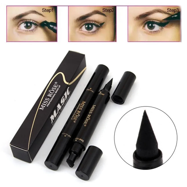 Miss Rose Brand Makeup Liquid Eyeliner Pencil Quick Dry Waterproof Black Eye Liner With Seal Stamp Beauty Eye Pencil #250047