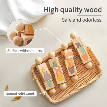 1pc Wooden Montessori Toy Hand Bell Toy Baby Mobile Musical Rattle Toy Children Stroller Classic Educational Toys Kid Gifts
