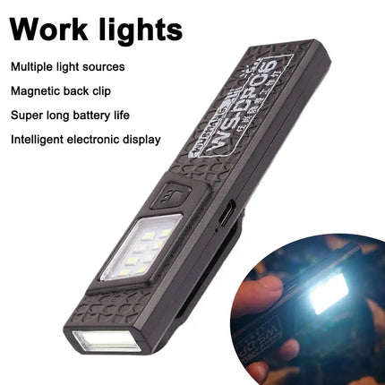 1/2Pcs Mini Portable Rechargeable LED Torch Light Waterproof Work Pocket Flashlight with Magnetic Grip Compact LED Flashlight