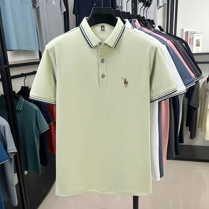 100% pure cotton luxury custom T-shirt, new summer men's short-sleeve business casual polo shirt, exquisite brand embroidered top