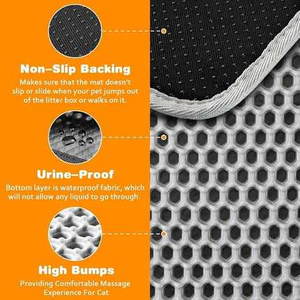 Cat Litter Mat Heavy Duty Waterproof 2 Layer Non Slip Washable Pet Floor Protector Litter Box Sand Stopper Pet Product
