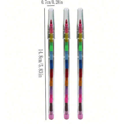 10 Pcs Stackable 11-Section Colored Wax Crayons, Student Drawing Crayons & Pencils, Student Stationery, Stackable Colo