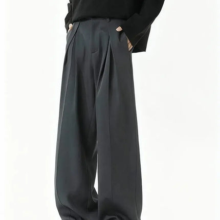 Streetwear Wide leg Casual Pants Men Harajuku Curved Suit Pants Black Flared Long Trousers High-quality Breand Oversize Baggy