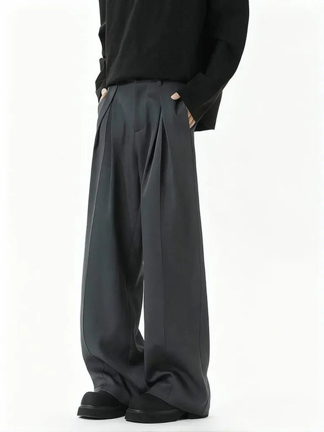 Streetwear Wide leg Casual Pants Men Harajuku Curved Suit Pants Black Flared Long Trousers High-quality Breand Oversize Baggy
