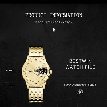 2023 BESTWIN Luxury Brand Trendy Cool Men's Wrist Watch Stainless Steel Tech Fashion Quartz Watch For Men Relogio Masculino
