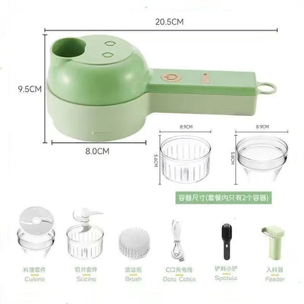 USB 4-in-1 Electric Vegetable Cutter, Peeler & Slicer, Handheld Wireless Garlic Cutter, Food Chopper, Home Kitchen Meat Grinder