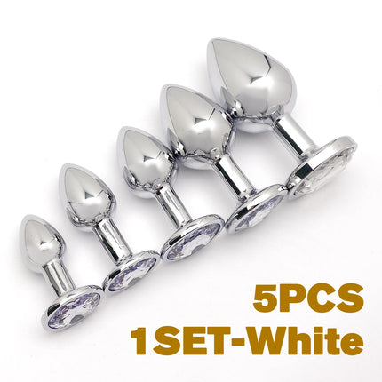 5 Size butt plug Metal anal plug Jewelry base beginner to expert G-point massage dildos adult women toys adult men toys