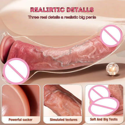 Super Realistic Dildo Waterproof Silicone Adult Sex Toys Vagina Anal Masturbator Soft Penis Dildo with Suction Cup Cock Massager