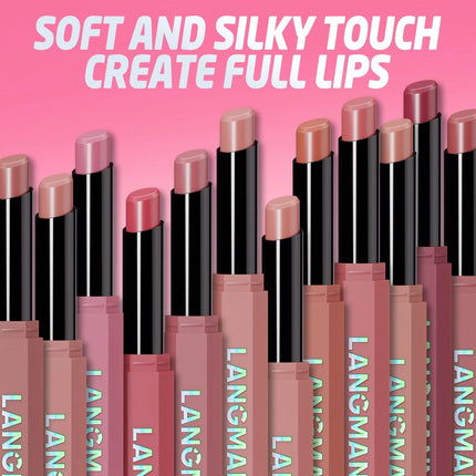 Nude Pink Matte Lipstick 12 Colors Waterproof Long Lasting Lip Sticks Not Fading Sexy Red Velvet Solid Lip Gloss Women Makeup