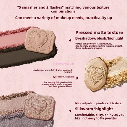 Flowerknows Strawberry Cupid Collection Facial Complexion Palette Blush Eyeshadow Highlighter Flower Know Face Bronzer Palette