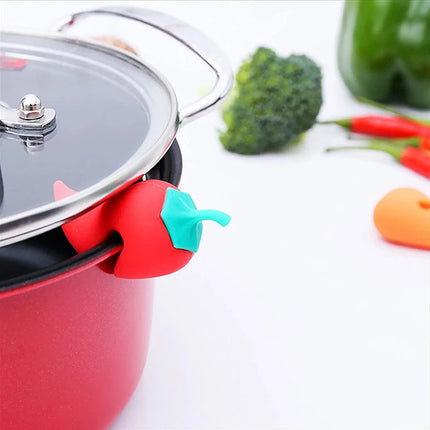 3Pcs Silicone Pot Lid Anti-spill Rack Heat-resistant Anti-Overflow Stoppers Pot Cover Lifter Holder Creative Kitchen Tool Gadget