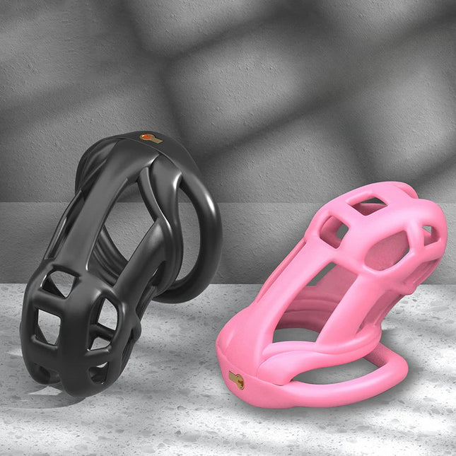 Chastity Lock Cock Cage 3D Invisible Lock with 4 Arc Ring Testicle Chastity Belt BDSM Toy Hentai Bondage SexToy