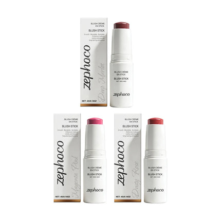Portable Cream Blush Stick Soft Mist Finish Hydrating Long-Wear Blendable Smooth Lightweight On-the-Go Cheek Blush