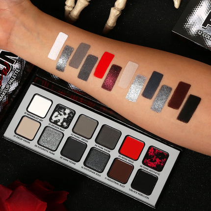 Goth Makeup Gray Black Eyeshadow Palette, Grunge Smokey Eye Eyeshadow Palette Highly Pigmented, Blendable Chrome Glitter Silver