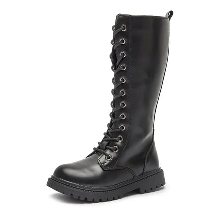 Girls Long Boots Children Knee-High Fashion Motorcycle Boots Rubber Soft Platform for Princess Kids High Boots Classic Winter