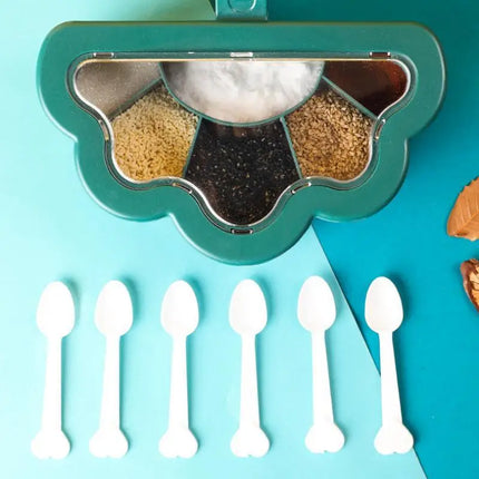 Creative 6 In 1 Cloud-shaped Seasoning Jar Household Moisture-proof Spice Rack Outdoor Camping Seasoning Bottle Kitchen Gadget
