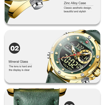 New NAVIFORCE Watches for Men Leather Mens Military Sport Waterproof Watch Quartz WristWatch Chronograph Male Clock