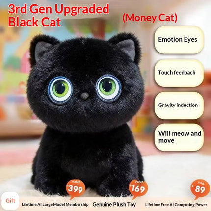 AI  Cat Plush Toy Touch  Glowing Eyes Wagging Tail Multilingual Intellectual Kids Companion Gift For Children