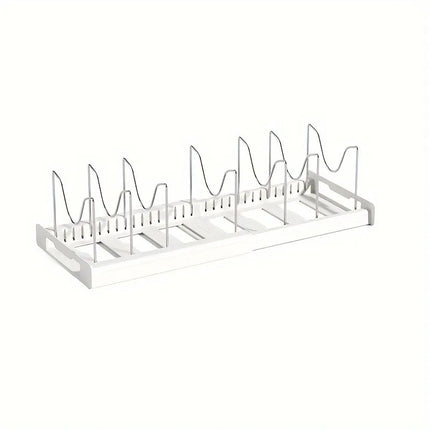 Expandable Kitchen Cabinet Pot Organizer Rack, Adjustable Divider, Multi-purpose Pots And Pans Storage Solution