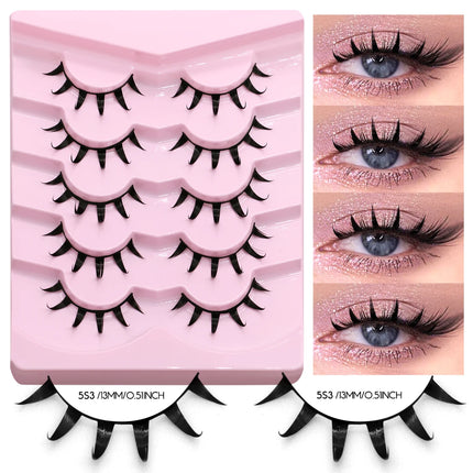 GROINNEYA Manga Lashes 3D Mink Lashes Natural Eyelashes Soft Cross Wispy False Eyelashes 3D Natural Lashes Eyelash Extension