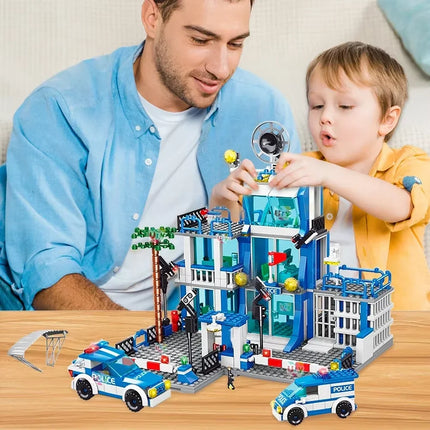City Police Station Building Block Set Children's Educational Toys DIY Assembly Creative Small Particle Blocks Boys' Gift