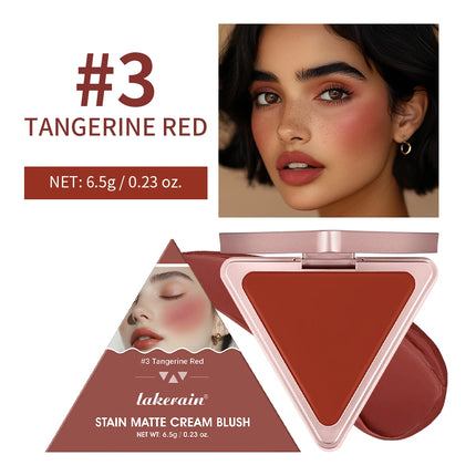 Lakerain Triangle Cream Blush Cream Matte Cream Non-greasy Easy to Push Color Saturation High Natural Rosy Rouge Blush Cream