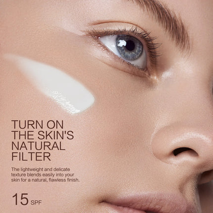 All-in-One Smart Foundation SPF 15 50ml - Lightweight Hydrating Formula with Hyaluronic Acid for Natural Glow & UV Protection.