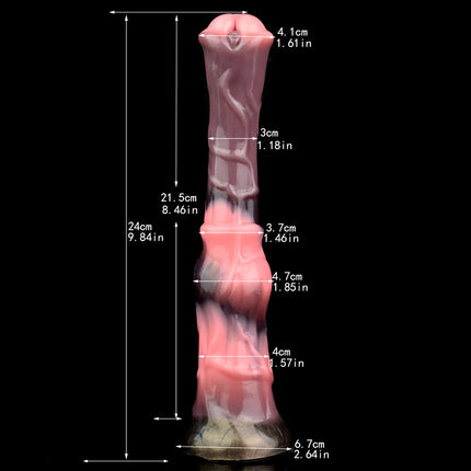 FAAK Colorful Silicone Ribbed Fantasy Horse Knot Dildo with Suction Cup Anal Sex Toys Soft Girthy Huge Fake Penis for Women