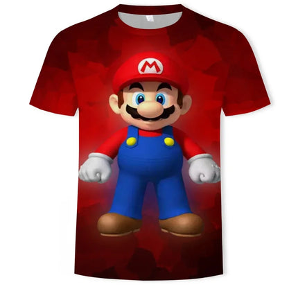 Super Mario Boys Girls Clothes Princess Peach Luigi T-shirt Cool Comfortable Sweat Absorption Short-sleeved Top Baby Show Gifts