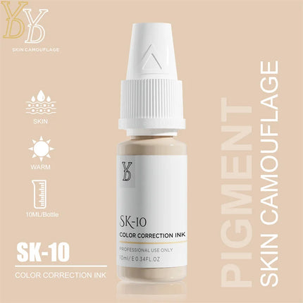 YDPMU 10ML Skin Camouflage Pigment Semi Permanent Makeup Tattoo Ink for Scar Vitiligo Stretch Mark Conceal Restore Skin Tones