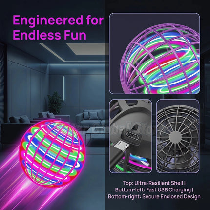 RC Magic Flying Ball Boomerang Fly Nova Orb Pro Mini Drone Hover Ball with LED Lights Flying Spinner Toy for Kids Christmas Gift