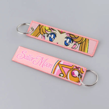 Sailor Moon Keychain Usagi Anime Embroidery Key Tag Motorcycles Cars Backpack Chaveiro Keychain Fashion Key Ring Friends Gift