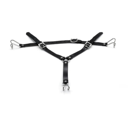 Leather-and-Metal Head-Mounted Mouth Gag with SM Training Features Alternative Control Nose Hook Integrated Mouth Expander Sex