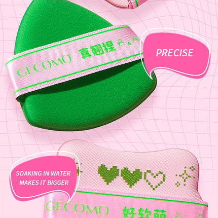 GECOMO Adorable Curved-Head Powder Puff Set — Ultra-Soft, Skin-Friendly, Non-Powder-Caking, Expands When Wet,