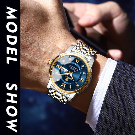 BINBOND Stainless Steel Quartz Wristwatch Top Brand Luxury Clock 3ATM Waterproof Business Men Watches Men Gifts Relojes