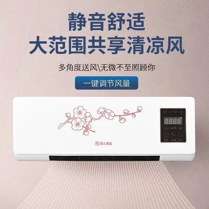 110V Wall Mounted Electric Heater Bathroom Hot Cool Fan Heater Remote Control Indoor Space Warmer for Bedroom Home Office