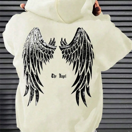 Autumn and winter new fashion wing print hoodie men's sweatshirt street high quality autumn and winter casual outdoor sports top
