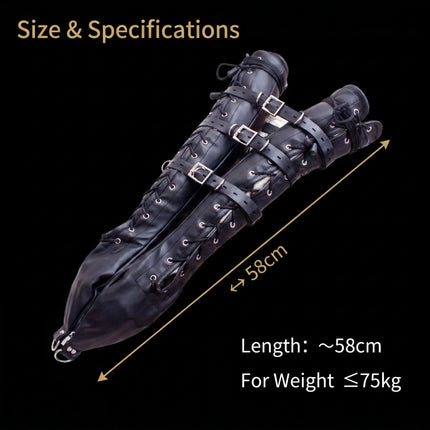 Black Lace-up Long Arm Bondage Gloves – Hand Restraint Pouch, Leather Binding Cuffs, Adult Sex Toy & Adult Game