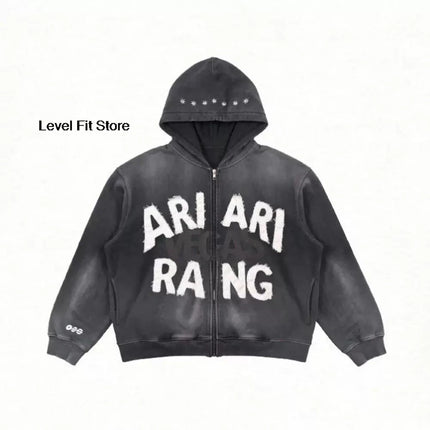 2026 New Retro Washed Grey Hoodie ARIRANG hoodies Casual zipper jacket Sports Streetwear