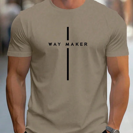 Summer men's casual sports loose oversized simple letter pattern printed round neck short sleeved T-shirt top