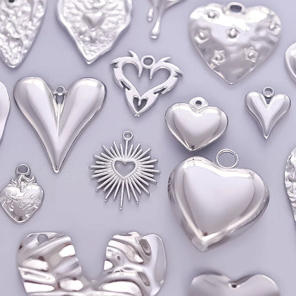 Elegant Love Breloques Stainless Steel Pendants For Jewelry Making Bulk Heart Charm Pendant 5pcs/Lot Materials To Make Bracelets