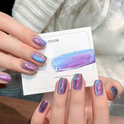 MIANEL 10ML Northern Colorful Blue Light Glass Beads Cat Eye Gel Nail Polish Flashing Versatile Winter Blue Nails