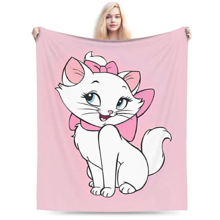 Aristocats Marie Cat Knitted Blankets Pink Wool Throw Blanket Summer Air Conditioning Portable Soft Warm Bedspread