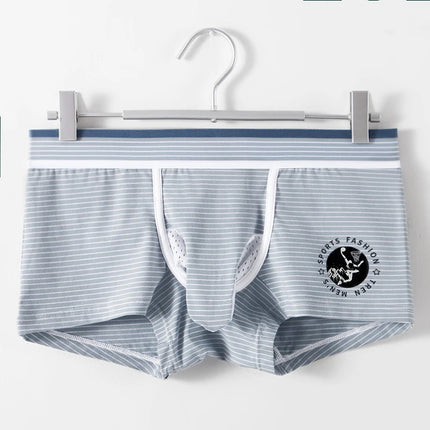 Men's Elephant Pouch Underwear Bulge Sexy Boxer Shorts Cotton Panties Striped Penis Bag Hot Men Lingeries Scrotum Separation