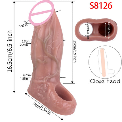 SXXY Close Head Realistic Penis Sleeve Sex Toys for Men Delay Ejaculation Dick Extender For Couples Sex Pleasure Sexshop