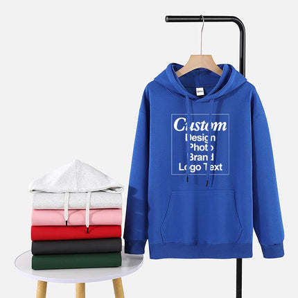 High Quality Custom Hoodie Cotton Sweatshirt Print Embroidery Brand Logo Text Photo Design Men Women Famliy Team Clothing 300g