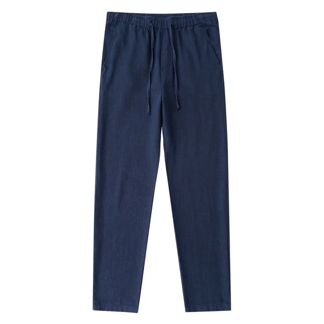 Straight Casual Cotton Linen Pants Men Wide Leg Lightweight Baggy Cotton Sweatpants Male Sport Jogger Straight Work Trousers