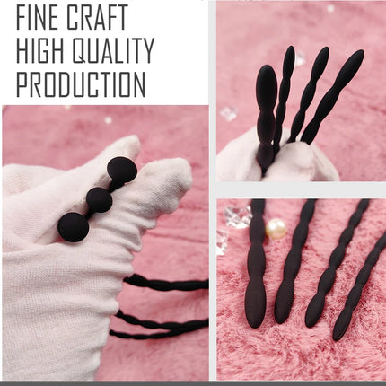 4PCS Urethral Sounds Kit, Beaded Penis Plug Urethral Dilator Cock Stimulation Masturbator Massager BDSM CBT